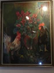 ギャラリーの鶏の絵画