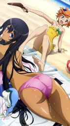 283705 ass bikini captain_earth morishima_noriko mutou_hana swimsuits topless yomatsuri_akarii_